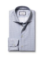 Non Iron Stretch Diamond Print Slim Fit Shirt - Denim Blue - Image 2
