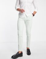 ASOS DESIGN Skinny Smart Trousers in Pastel Green - Image 2