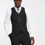 Noak 'Camden' super skinny premium fabric suit waistcoat in black with stretch