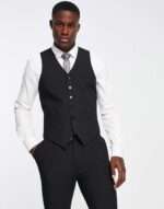 Noak 'Camden' super skinny premium fabric suit waistcoat in black with stretch