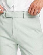 ASOS DESIGN Skinny Smart Trousers in Pastel Green - Image 3