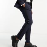 ASOS DESIGN slim tuxedo suit trousers in navy