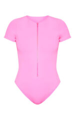 Hot Pink Scuba Zip Up Swimsuit - Image 4