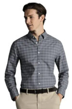 Gingham Button Down Washed Oxford - Flint Grey