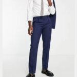 Noak Slim Suit Trousers in Navy