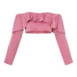 Petite Pink Ruffle Satin Top