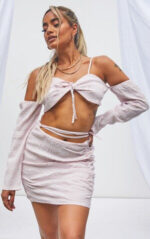 Petite Pink Gingham Ruched Mini Skirt - Image 2