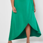 Curve Asymmetric Satin Maxi Skirt