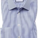 Non-Iron Bengal Stripe Slim Fit Shirt - Royal Blue Double Cuff