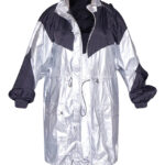 Silver Unisex Nylon Oversized Panel Jacket