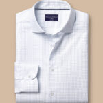 Non Iron Micro Print Slim Shirt - Light Blue