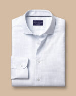 Non Iron Micro Print Slim Shirt - Light Blue