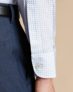 Non Iron Micro Print Slim Shirt - Light Blue - Image 4