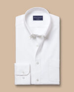Non-Iron Oxford Stretch  Slim Fit Shirt - White