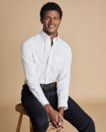 Non-Iron Oxford Stretch  Slim Fit Shirt - White - Image 2