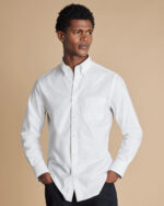 Non-Iron Oxford Stretch  Slim Fit Shirt - White - Image 4