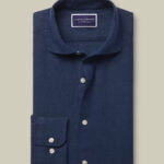 Cutaway Pure Linen Slim Fit Shirt - Navy