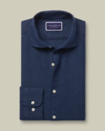 Cutaway Pure Linen Slim Fit Shirt - Navy