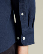 Cutaway Pure Linen Slim Fit Shirt - Navy - Image 4