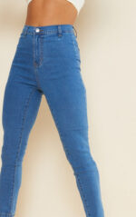 Petite Mid Blue Wash Disco Fit Skinny Jeans