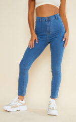 Petite Mid Blue Wash Disco Fit Skinny Jeans - Image 4