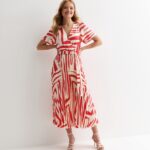 Petite Red Mark Making Pleated Satin Midi Dress