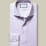 Non-Iron Stretch Burlington Weave Prince of Wales Check Slim Fit Shirt - Lilac