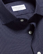 Non-Iron Performance Twill Fine Check Slim Fit Shirt - French Blue - Image 3