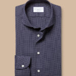 Non-Iron Performance Twill Fine Check Slim Fit Shirt - French Blue