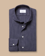 Non-Iron Performance Twill Fine Check Slim Fit Shirt - French Blue