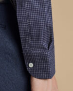 Non-Iron Performance Twill Fine Check Slim Fit Shirt - French Blue - Image 4