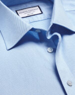 Non-Iron Puppytooth Slim Fit Shirt - Sky Blue - Image 3