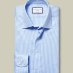 Non-Iron Puppytooth Slim Fit Shirt - Sky Blue
