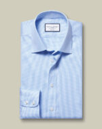 Non-Iron Puppytooth Slim Fit Shirt - Sky Blue