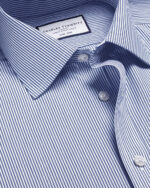 Non-Iron Poplin Bengal Stripe Classic Fit Shirt - Royal Blue - Image 3
