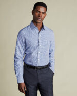 Non-Iron Poplin Bengal Stripe Classic Fit Shirt - Royal Blue - Image 2