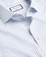 Cutaway Collar Non-Iron Twill Twin Check Slim Fit Shirt- Royal Blue - Image 3