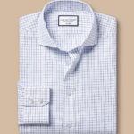 Cutaway Collar Non-Iron Twill Twin Check Slim Fit Shirt- Royal Blue
