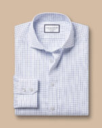 Cutaway Collar Non-Iron Twill Twin Check Slim Fit Shirt- Royal Blue