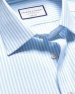 Non-Iron Royal Oxford Stripe Extra Slim Fit Shirt - Sky Blue - Image 3