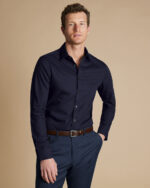 Non-Iron Royal Oxford Classic Fit Shirt - Navy - Image 2