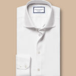 Cutaway Collar Stretch Kensington Weave Slim Fit Shirt - White