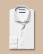Cutaway Collar Stretch Kensington Weave Slim Fit Shirt - White