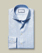 Cutaway collardetails about product:Non-Iron Twill Check Slim Fit Shirt - Cornflower Blue - Image 2
