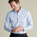 Cutaway collardetails about product:Non-Iron Twill Check Slim Fit Shirt - Cornflower Blue