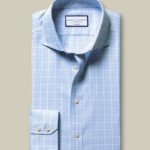 Cutaway Collar Non-Iron Twill Check Slim Shirt - Sky Blue