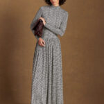 Houndstooth Jersey Dropped Waist Dress