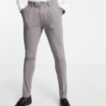 Noak 'Tower Hill' super skinny suit trousers in grey worsted wool blend with stretch