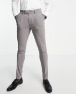 Noak 'Tower Hill' super skinny suit trousers in grey worsted wool blend with stretch