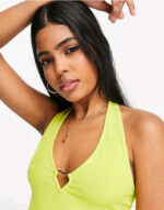 Miss Selfridge Heart Buckle Bodysuit in Yellow - Image 4